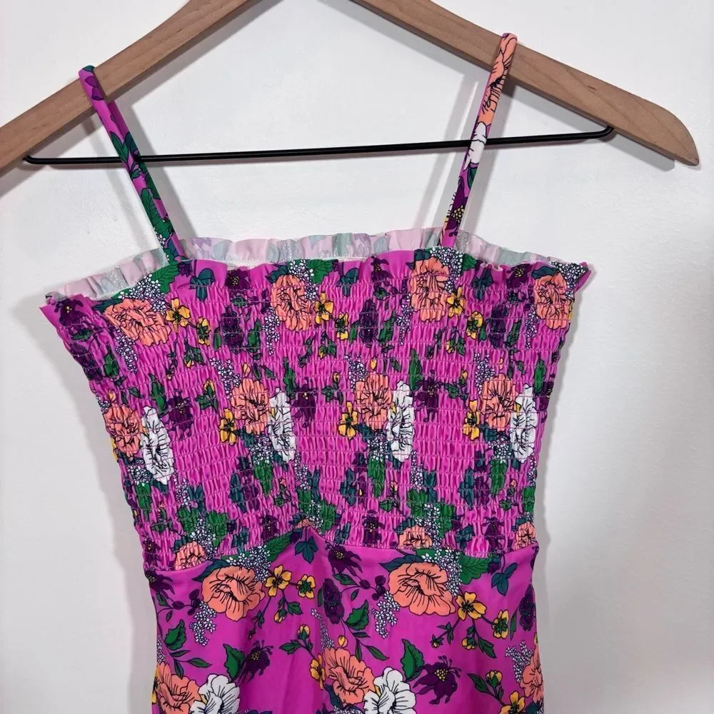 Jamie and Jack Recycled Floral Smocked Swimsuit Size 16 Phlox Pink Floral